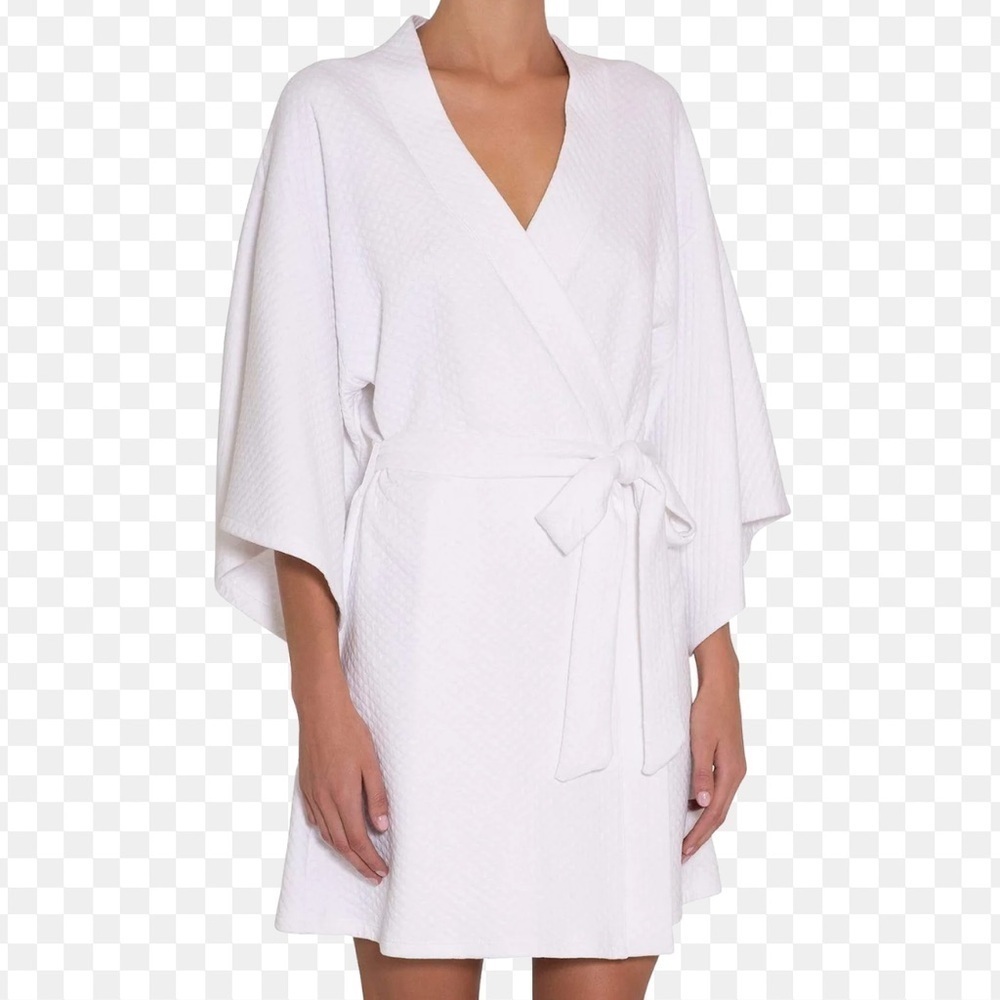 Eberjey Zen Short Spa Robe Butterfly Sleeves Wrap Front w/ Matching Belt small